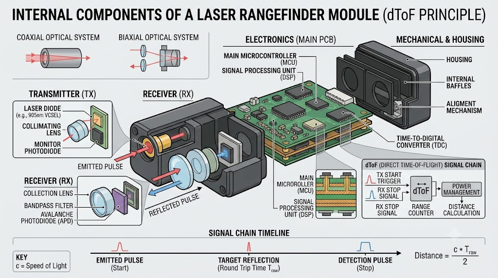 Laser rangefinder module internal components