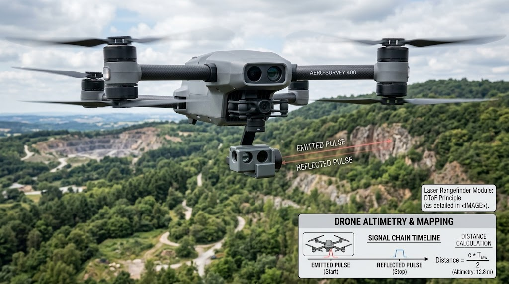 Laser rangefinder module on a drone