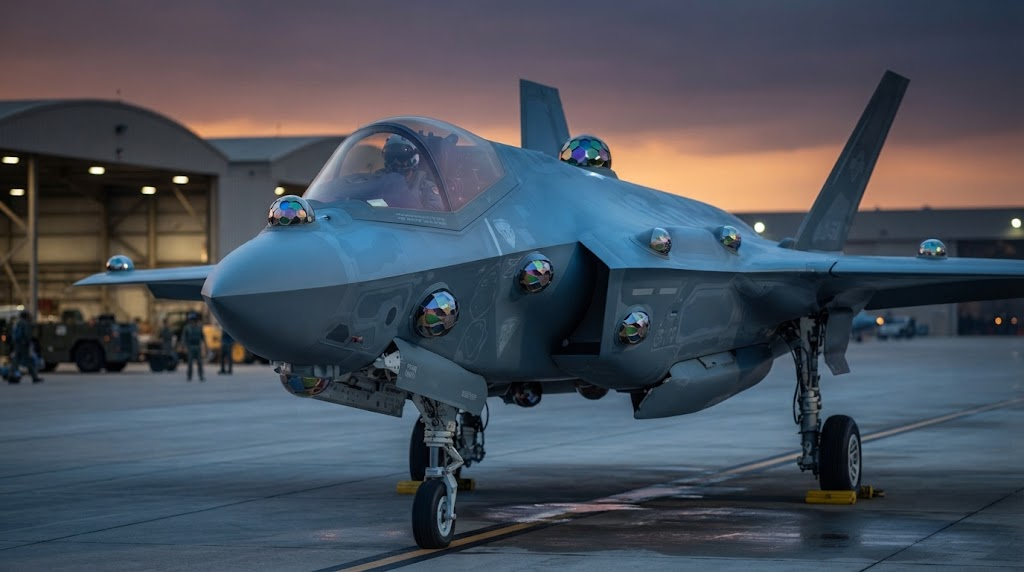 fighter jet with LWS sensors