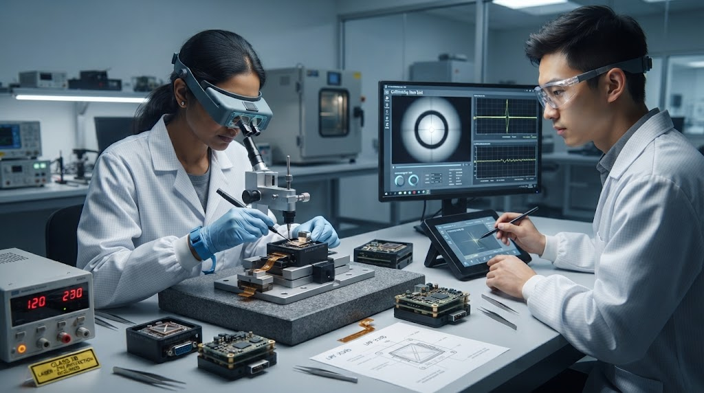 Engineers working with LRF modules
