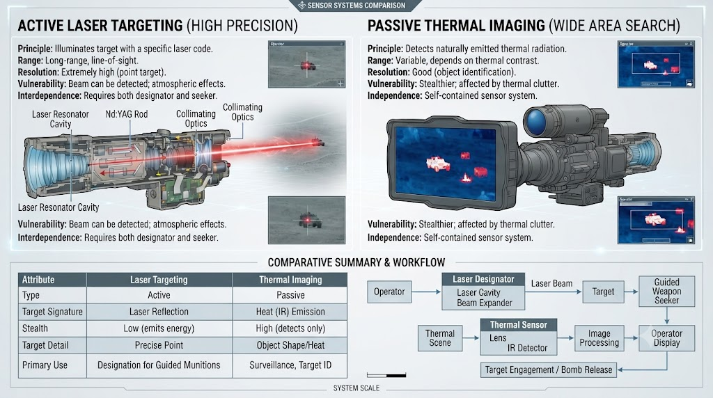 Comparison of active laser targeting vs passive thermal imaging