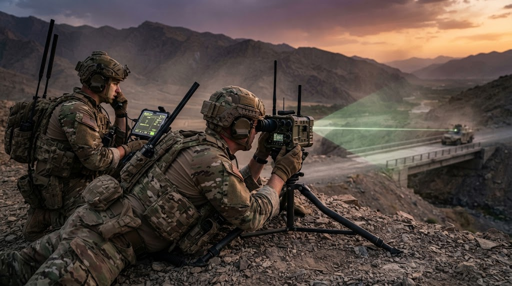 Laser target designator in action