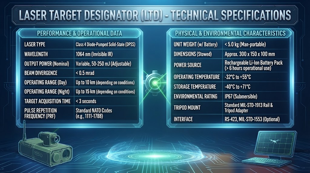 Technical specifications table for LTD