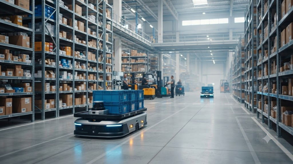 Autonomous robot navigating a warehouse